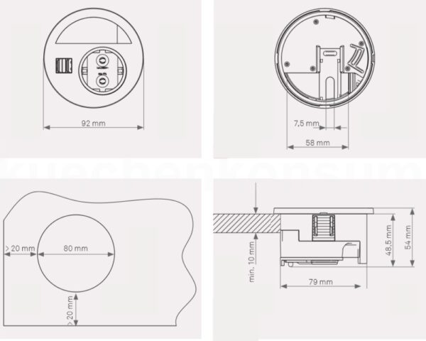  EVOline Circle80 927.30.010 ( 1 эл.роз.+ 2*USB Charger + разъем .